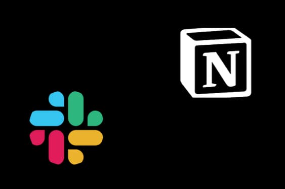 Share panel with PDF, Word, Slack, and Notion export icons and one-click push buttons.