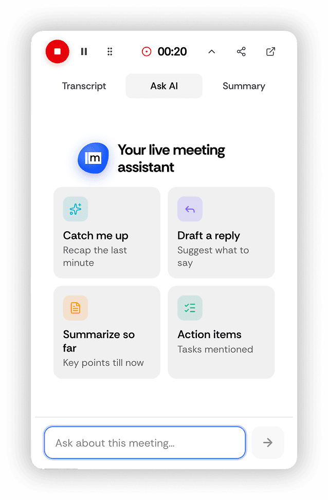 Get AI help live in the meeting.