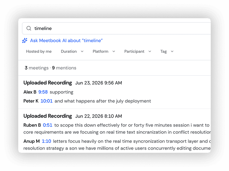 Search across your meetings.