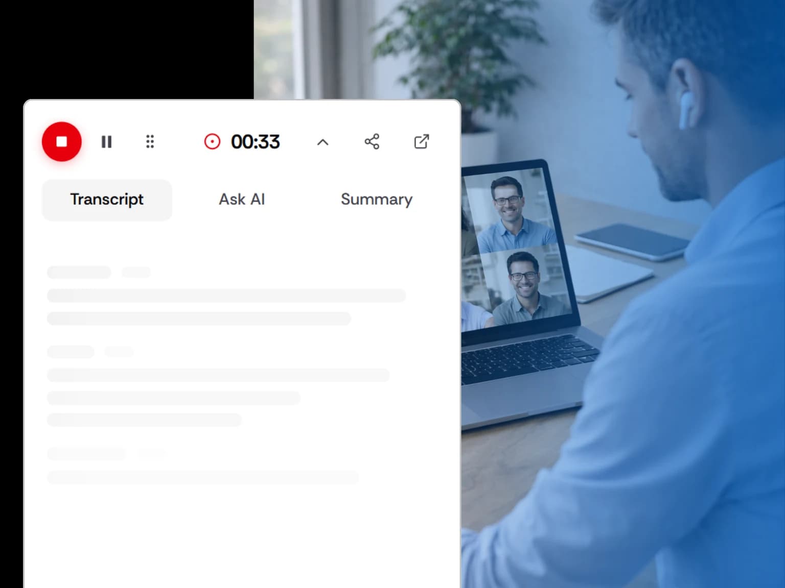 One-click recording in the Meetbook browser extension