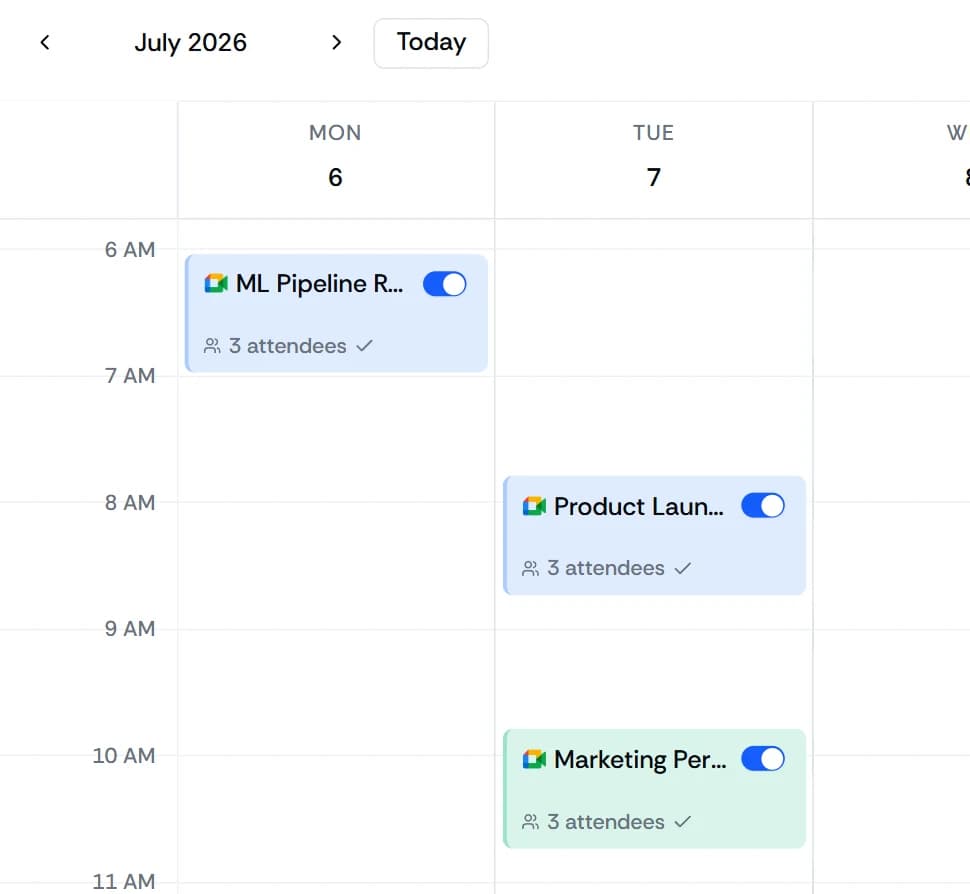 Searchable Meetbook meeting library with transcripts and summaries