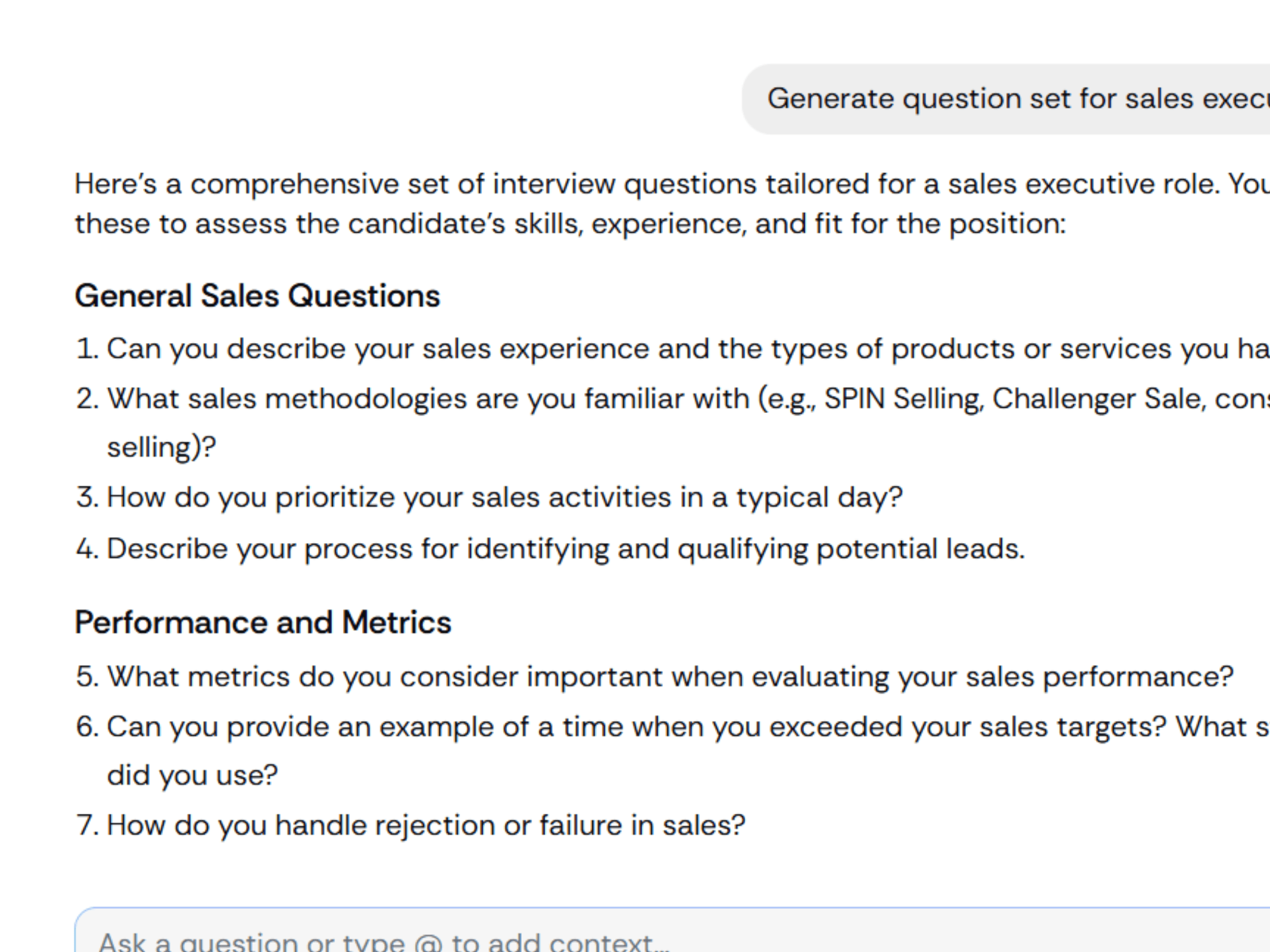 Question Set Generated by Meet AI