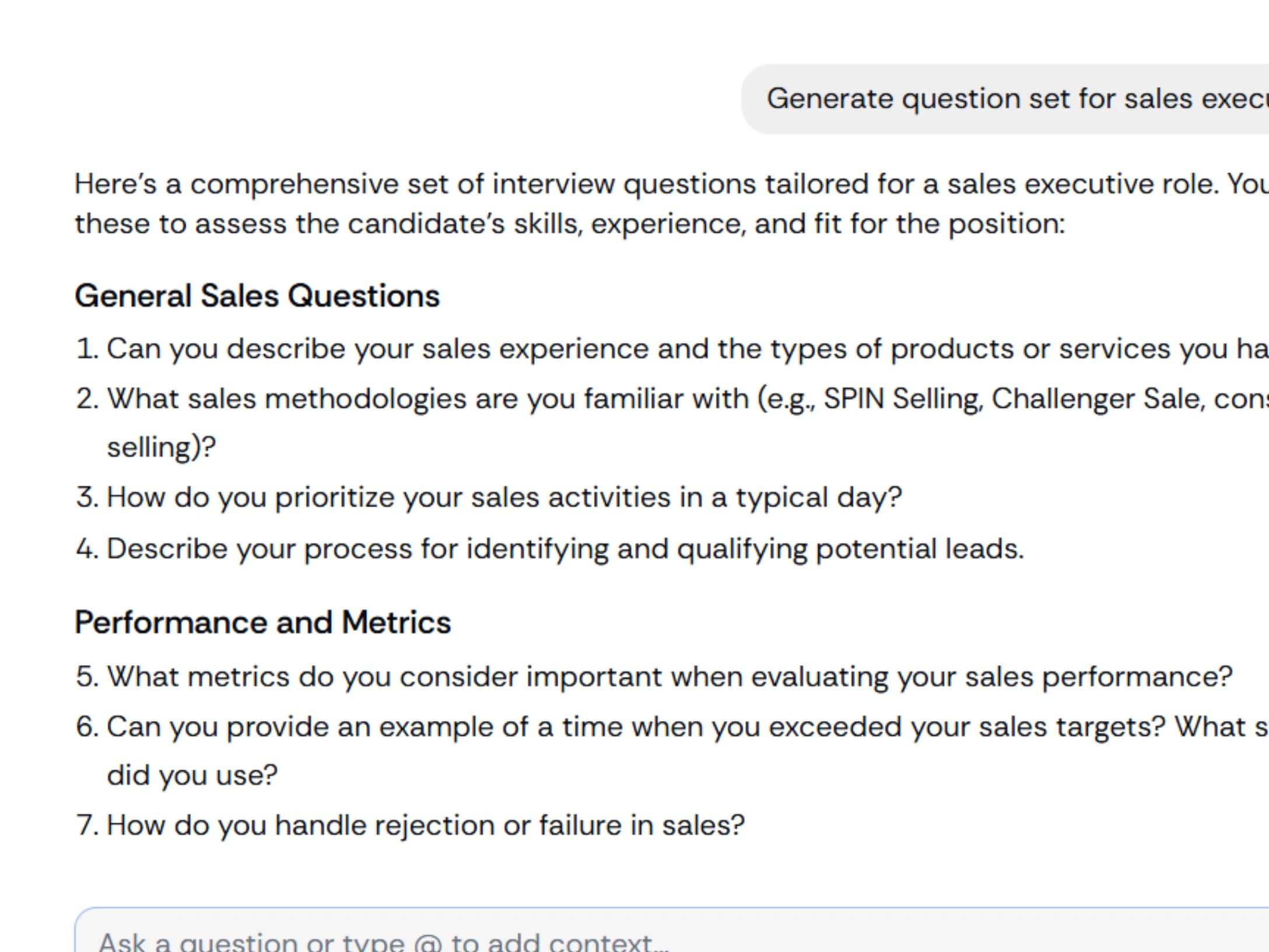 Question Set Generated by Meet AI