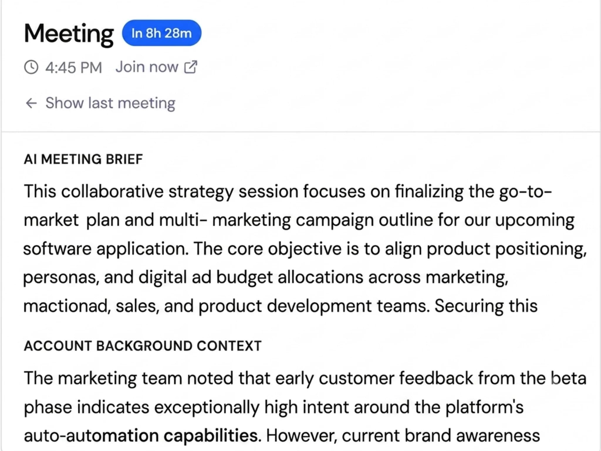 Walk in with full campaign context.
