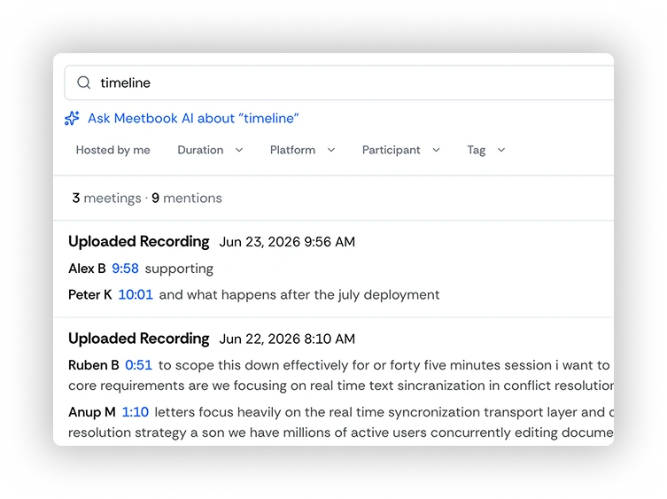 Search across your meetings.